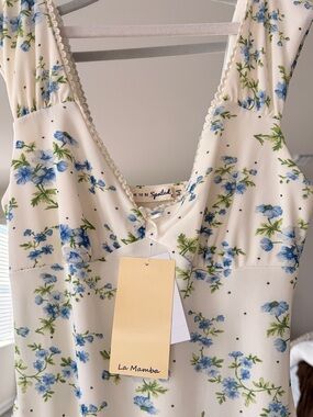 Cream Floral Lace-Trim Sleep Dress